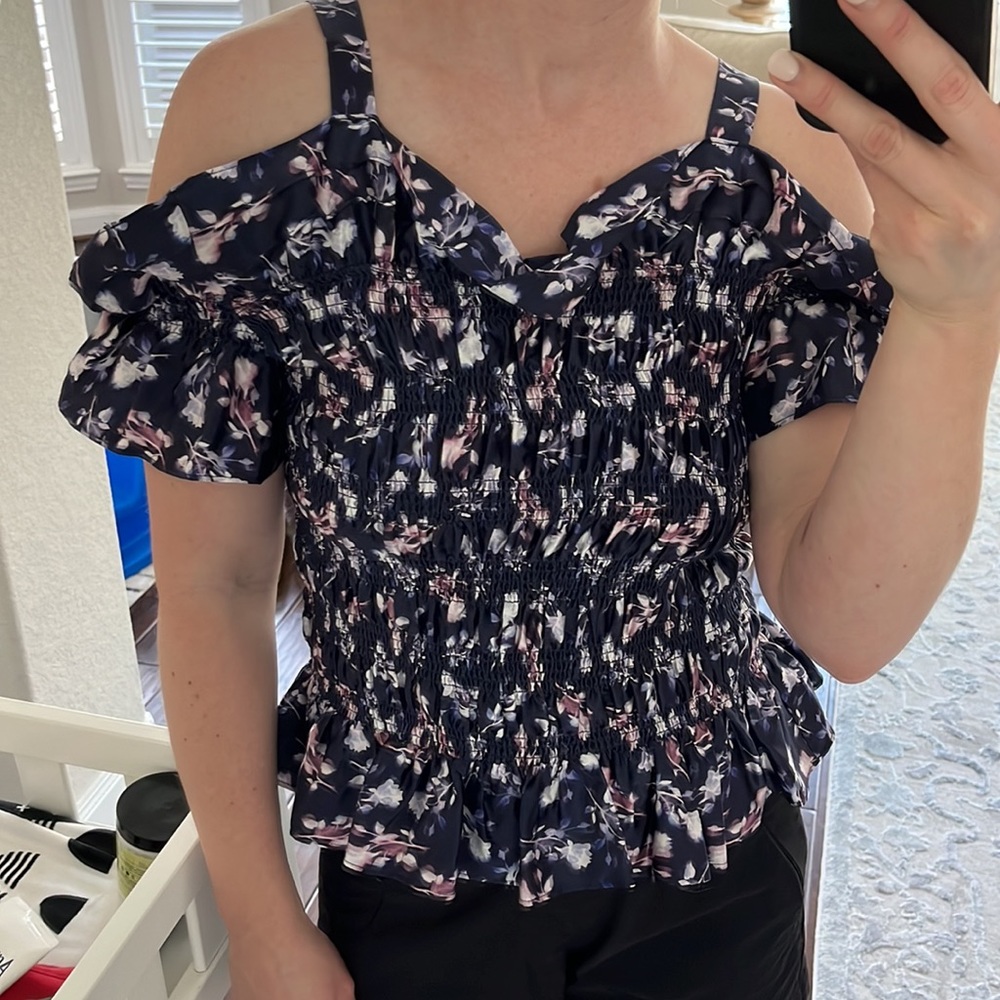 Christy Lynn Off Shoulder Smocked Tank - 100% SILK